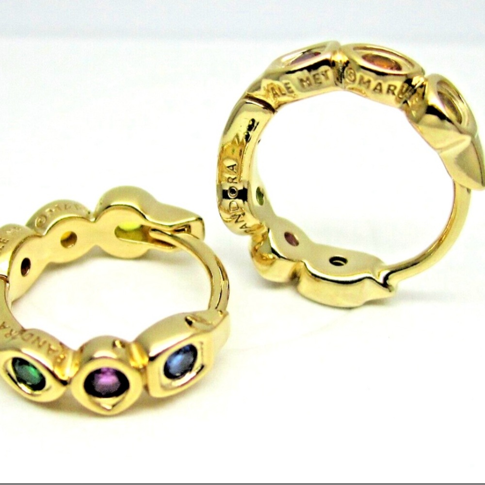 Pandora Gold Avengers Earrings with Multi-Color Gemstones